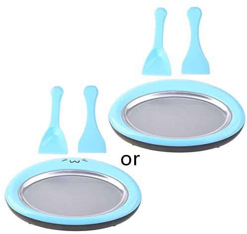 Mini máquina de helado enrollada para el hogar con 2 espátulas, bandeja de hielo, máquina de yogur frito, helado enrollado para niños, juego de utensilios de cocina de madera