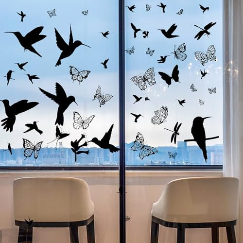 6 hojas de pegatinas para ventanas de pájaros, pegatinas de pájaros para cristales e imágenes para ventanas, mariposas, autoadhesivas, pegatinas de pájaros para ventanas grandes (30 x 30 cm)