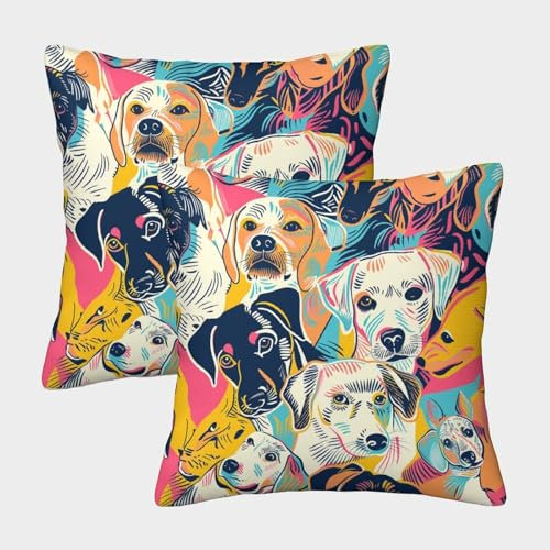 SANDUOHUA Labrador Bilder 3D Gedruckt Quadratischer Set Kissenbezüge Im 2er-Set Pet Hund Deko Kissen Bezug,mit Reißverschluss,für Couch Sofa Bett Auto 40x40cm
