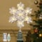 Lewondr Weihnachten Schneeflocken Baum Topper, 13'' Xmas Tree Topper mit LED-Lichtperlen, 3D Schneeflocken Treetop USB & Fernbedienung, Weihnachtsbaum Dekoration für Hausparty, Silber