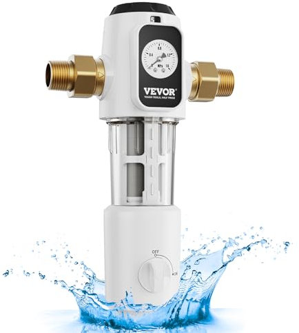VEVOR Filtro Giratorio, Filtro de Sedimentos de 40 Micrones para Agua de Pozo de Alto Flujo, para Sistemas de Filtración de Agua de Toda la Casa, Filtro de Sedimentos de Agua de Pozo 171 x 84 x 280 mm