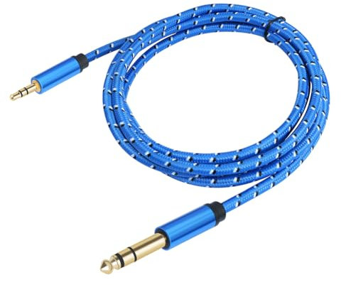 LYEAA 3.5mm to 6.35mm Stereo Audio Cable Male to Male Gold Plated Plug for Guitar Pod Laptop Speaker Amplifiers - 1/2/3M