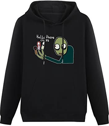 SHUI TI DU Long Sleeve Sweatshirt hoodie Hot Rare Salad Fingers Rusty Spoons Men's Unisex Adult size Black L