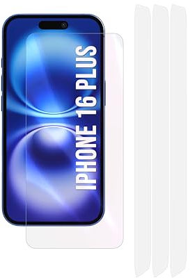 Fonetek 3x Clear Plastic PET Screen Protector Cover Guards for Apple iPhone 16 Plus