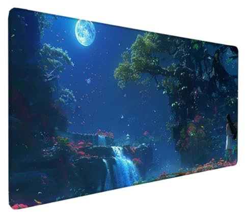 Tappetino Mouse Nero Tappetino Gaming XXL 1200x600x3MM, Tappetino Scrivania Luna Tappetino Mouse Grande Waterproof Antiscivolo, Bordi Cuciti Tappetino per Mouse per Ufficio e Gaming T-Q