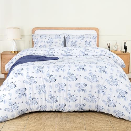 Utopia Bedding King Rose Floral Print Duvet Cover Set - Soft Microfibre Polyester - Bedding Quilt Cover Set
