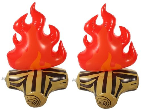 NAMOARLY 2stücke Inflatable Campfire Props Lebensmittelechtes Realistische Lagerfeuer-dekoration Für Partys Camping Und Festlichkeiten Und Leicht Aufblasbar