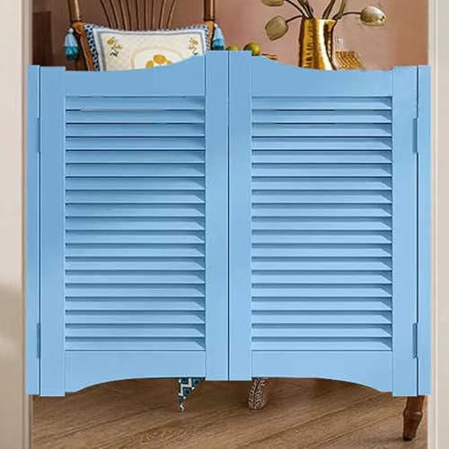 Porte battante, Porte western, Porte persienne, Porte saloon, Porte accordéon, Cowboy Bar Portail Gratuit Cloison, Porte Moderne à Deux Battants pour Salon Intérieur(Blue,90 * 90cm/35.4 * 35.4in)
