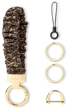 WEESMILE Leopard Scrunchie Wristlet Keychain for Women and Car Keys