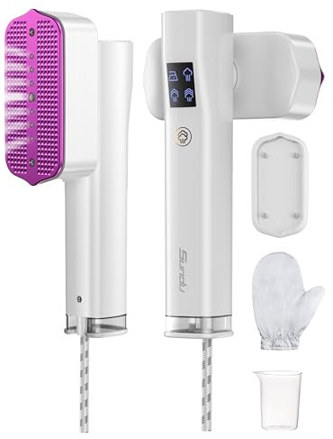 Sundu Steamer Dampfglätter, Dampfbügeleisen für Kleidung, 2-in-1 Reisebügeleisen Steam iron, 15s schnelles Aufheizen Steamer Reise Dampfglätter, Tragbarer Dampfglätter mit LED Display, 4 Bügelmodi