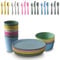 36 Pcs Kids Plastic Dinnerware Set - BPA-Free Colorful Plates, Bowls, Tumblers, Spoons, Forks, and Knives - Safe, Lightweight, and Durable Tableware for Toddlers, Kids, and Parties