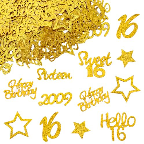 DazzJoy Glitzer Original Konfetti 16 Geburtstag Mädchen Junge Deko Groß,120 Stück Streudeko Tischdeko 16. Geburtstage, Happy Birthday 16 Jahre,Deko 16 Geburtstag Mädchen Tisch,Sweet 16 Geburtstagsdeko