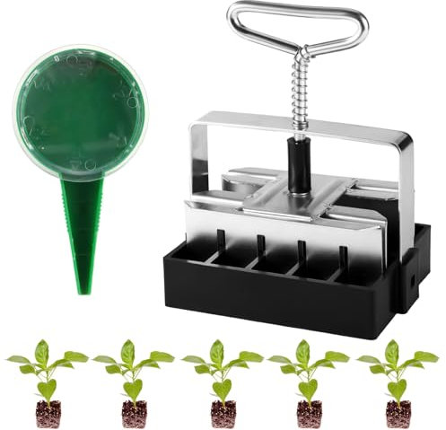 Mini Bloqueador de Suelo con 20 Celdas, Bloqueador de Tierra de Mano de Hierro de 1,92cmx1,92cm con Dispensador de Semillas para Plantas de Interior y Exterior