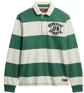Superdry Herren Vintage Athletic Rugby-Hemd Grün Gestreift XXL