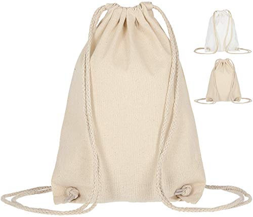 ELES VIDA Baumwoll Turnbeutel 21 x 29 cm Sportbeutel - Rucksack Stofftasche Bag, Beutel, Baumwollbeutel, Jutebeutel Oeko-TEX® geprüft Stoffbeutel Damen & Herren, Kinder Gym (1, Natur)