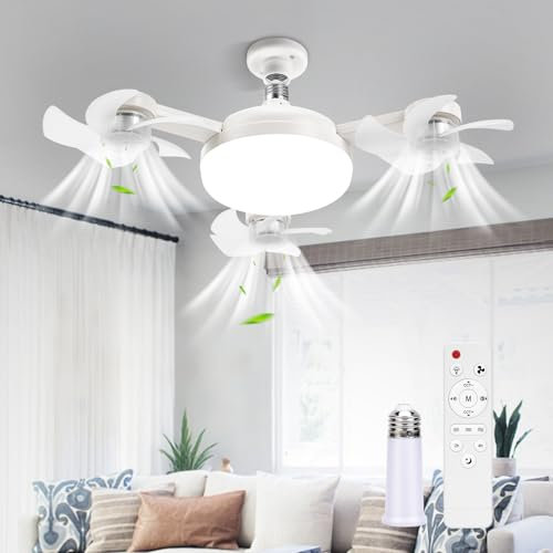 2025 Neu Drohnen Deckenventilator mit Beleuchtung und Fernbedienung, 3 Farbtemperatur 3 Geschwindigkeiten Deckenventilator mit Lampe, Fernbedienung Leise Dimmbar Ventilator Deckenlampe (3 Köpfe)