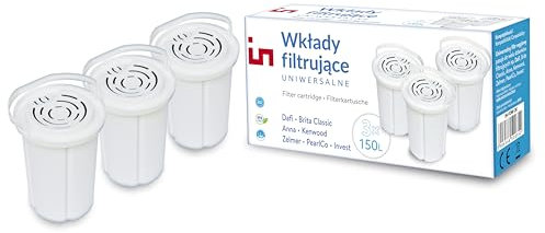 Invest - 3 cartuchos de filtro de agua para Brita Classic, Dafi, PearlCo, Kenwood, cartuchos de filtro de agua, reducción de cal, cloro y plomo - Blanco