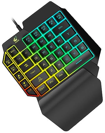 VILLCASE 1 Pièce Clavier Mécanique à Main Clavier de Jeu Compact avec Rétroéclairage RGB à Main pour Utilisation à Divertissement Gaming