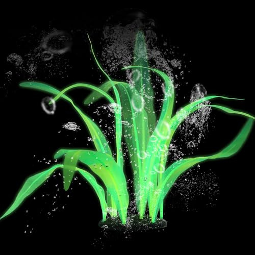 Silk Aquarium Plants, 7 Inch Tall Floating Glowing Decoration Plant Simulation Artificial Aquarium Plant Silk Fish Plants for Betta Fish Tank Decor Accessories, Green