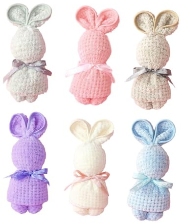 BRIGHTFUFU 6 Stück 6 teiliges Osterhandtuch Set mit niedlichen vielseitigen weichen Wasch und Badetüchern aus saugfähigem Material schnell trocknend als Geschenk für Hochzeiten und