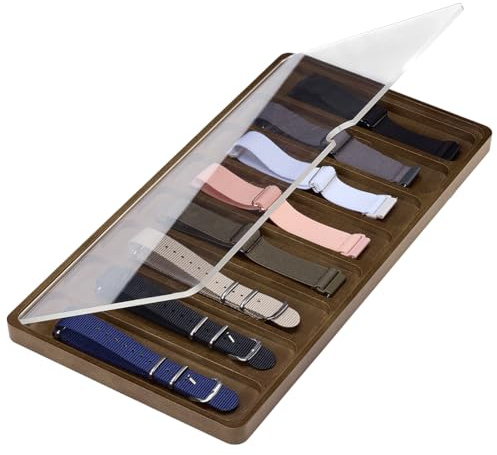 PH PandaHall 8 Slots Organisateur Bracelets de Montre en Bois Boîte Rangement de Bracelet de Montre 4cm Brun Présentation Bracelets de Montres Plateau Porte Couvercle Transparent pour Maison Magasins