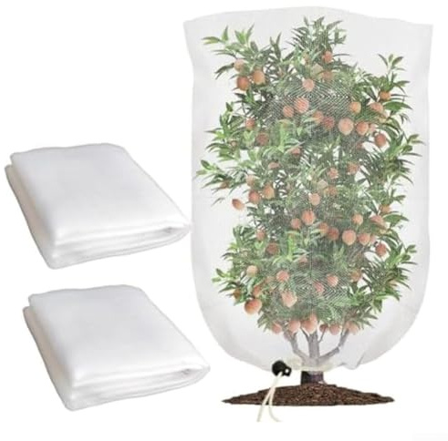 Protective Netting Bags for Garden Plants, 2pcs with Drawstring Closure, Insect Shield Mesh Covers for Fruit Trees (1 * 1.2m)