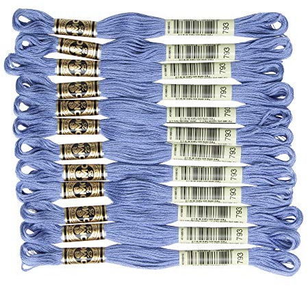 DMC 6-Strand Embroidery Cotton Floss, Medium Cornflower Blue,Pack of 12