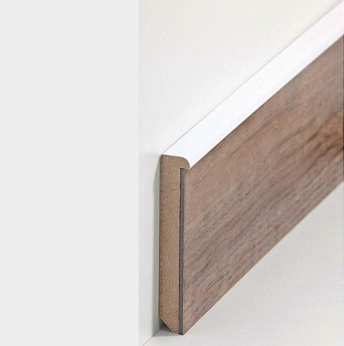 25 Meter Südbrock Fußleisten / Design Fußleiste für Vinylboden Augsburg - weiß (MDF foliert - 726.7631)