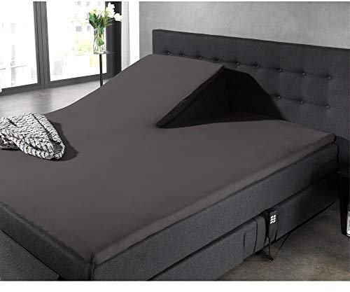 Spannbetttuch Spannbettlaken 100% Baumwolle - 90cm Splittiefe - Matratze Split Spannbettlaken Anthrazit 180x200 cm