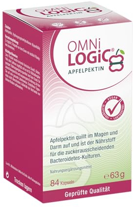 OMNi LOGiC Apfelpektin | Hochdosierter Balaststoff aus Apfel | 84 Kapseln | 3,9 g pro Tagesportion | Hochwertiges Apfelpektin ohne Zusatzstoffe | Vegan