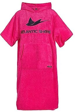 ATLANTIC SHORE | Surf Poncho | Badeponcho mit Kapuze aus 100% Baumwolle | Unisex | Basic für Erwachsene in Pink | Middle (140-174 cm)