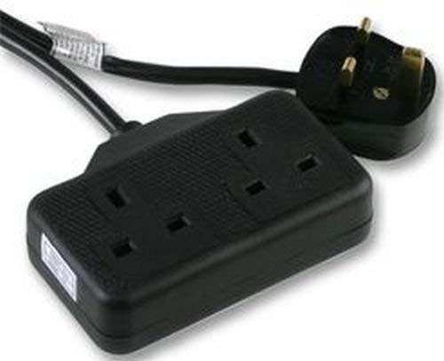 Pro-Elec 2 Gang Extension with 5 m Lead Rubber Socket - Black