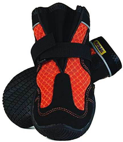 Muttluks Mud Monsters Sommer Hundeschuhe - Robuste Barfußtechnologie - Schützt die Pfoten - Flexible Gummisohlen, Traktionsstufen - Pet Booties - 2er Pack - Orange, X-Small/Small