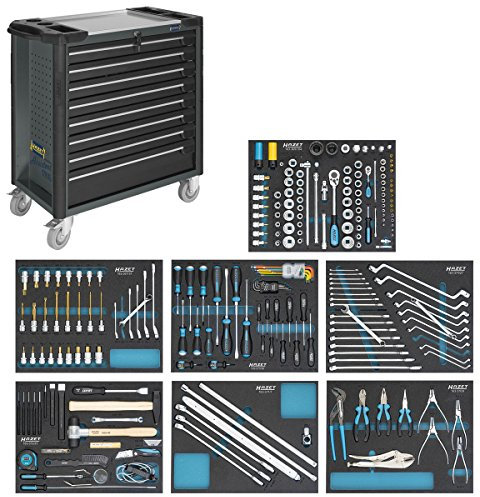 Hazet Werkzeugwagen Assistent, 179XL-8-VW/243 | Safety-Insert-System, 2-Komponenten-Weichschaum-Einlage | mit 242 Werkzeugen | 120 x 150 x 80 cm; 148 Kilogramm
