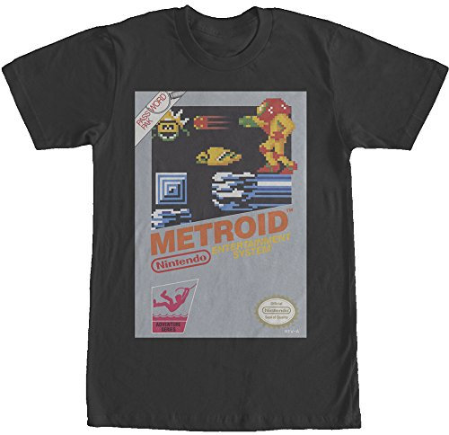 Nintendo Camicia da Uomo playera Clásico De Camiseta Vintage Metroidvintage Metroid T-Shirt, Nero, L