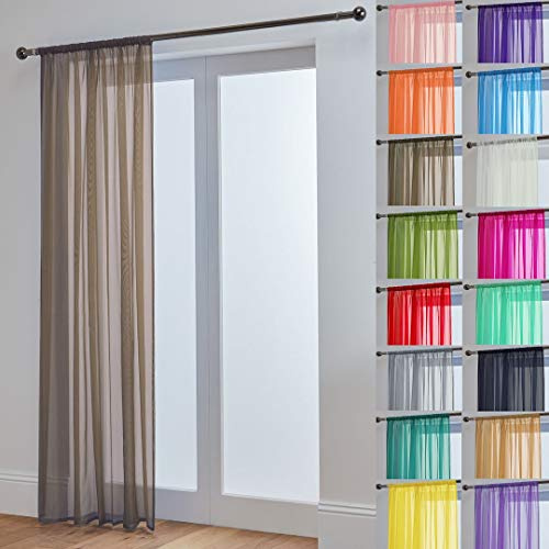 John Aird Lucy Voile Curtains - Rod Pocket Slot Top - Net Curtains - 1 Panel (Mocha, 58 Wide x 108 Drop)
