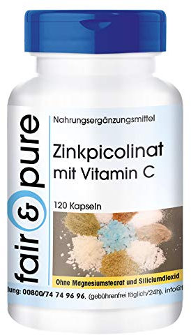 Fair & Pure® - Zinc picolinate - Contains 15mg zinc - with Vitamin C - Vegan - 120 Capsules