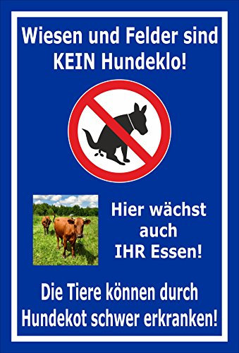 Melis-Folienwerkstatt Schild Wiesen Felder kein Hundeklo - 30x20cm - Bohrlöcher - 3mm Aluverbund – 20 VAR S00187-033-F