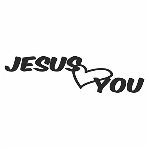 JINTORA - Autoaufkleber Tuning - Auto Aufkleber - Jesus Love You Christentum - 210x55 mm - Auto Sticker Bus Fenster Heckscheibe Camper wetterfest Outdoor Sticker Auto Deko LKW Tuning - schwarz