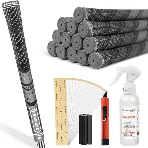 SAPLIZE Golfgriffe 13-teilig mit komplettem Umrüstsatz, Standardgröße, Kordelgummi, Hybrid-Golfschlägergriffe, Grau