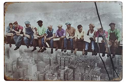 Cartel de Chapa Vintage Hombres Trabajadores Cartel de Pared Retro Cartel de Metal Hierro Pub señal Cueva Garaje decoración para Pared hogar Bar cafetería