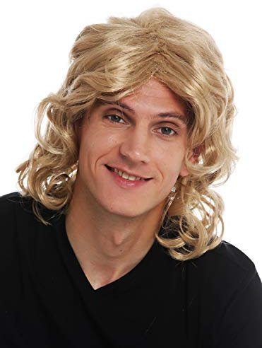 WIG ME UP - F26722-ZA82A Perücke Karneval Herren lang gewellt blond Mittelscheitel Gigolo Schönling Schlager-Sänger
