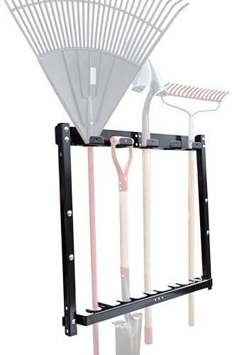 Buyers Products LT46 Vertikales Gestell für geschlossene Landschaftsbau, LKW, Anhänger, Garage oder Schuppen, hält 5 Handwerkzeuge für Schaufeln, Rechen, Hacken, robuster Stahl, Schwarz