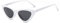 JFAN Cat Eyes Sonnenbrille Frauen Vintage Clout Brille Metall Scharniere Brille Retro Brille Integrierte UV Candy Coloured Leopard Print(Weißer Rahmen, graue Gläser)