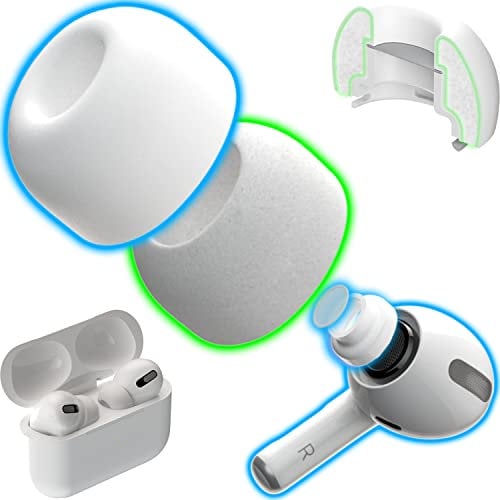 CharJenPro Design Memory Foam Ohrpolster für AirPods Pro und AirPods Pro 2 mit Silikonschutz. AirFoams Pro Active 2.0 hält 5 x länger. Ersatzspitze. Hochwertiges Produkt. (Größen S/M/L, Weiß)