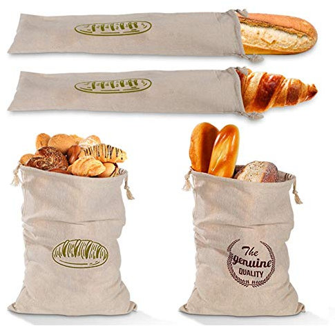 TARTIERY Brotbeutel Leinen Brotsack Leinen Brotbeutel Aufbewahrung Frischhalten Nachhaltiger Brötchenbeutel Brotaufbewahrung Wiederverwendbare Baguette-Kordelzugbeutel Für Bäcker