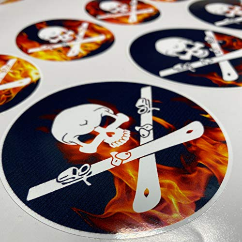 Totenschädel SKI Aufkleber Skull Autoaufkleber Set 7 Sticker Zubehör Totenkopf Ski Freeride Felle, Bindung, Powder, Twintip, Helm Skifahren,