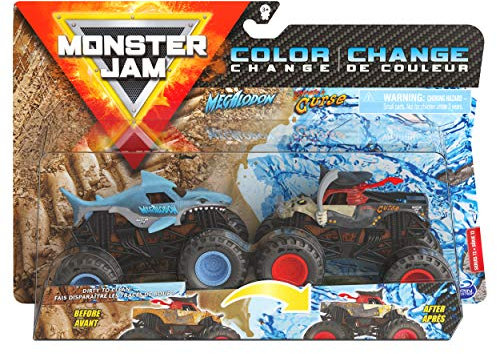 Monster Jam Megalodon vs Pirate's Curse – Farbwechsel-Trucks im Maßstab 1:64, Doppelpack für Kinder ab 3 Jahren