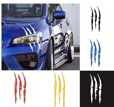 Auto-Aufkleber, reflektierendes Monster-Klaue, Kratzspuren, Scheinwerfer-Stoßstangenaufkleber, wasserdicht, Aufkleber (blau)