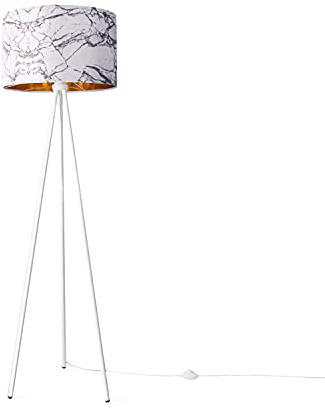 Paco Home Lampada Da Terra Treppiede Soggiorno Paralume Tessuto Lampada Da Lettura Astratta Vintage Moderna E27